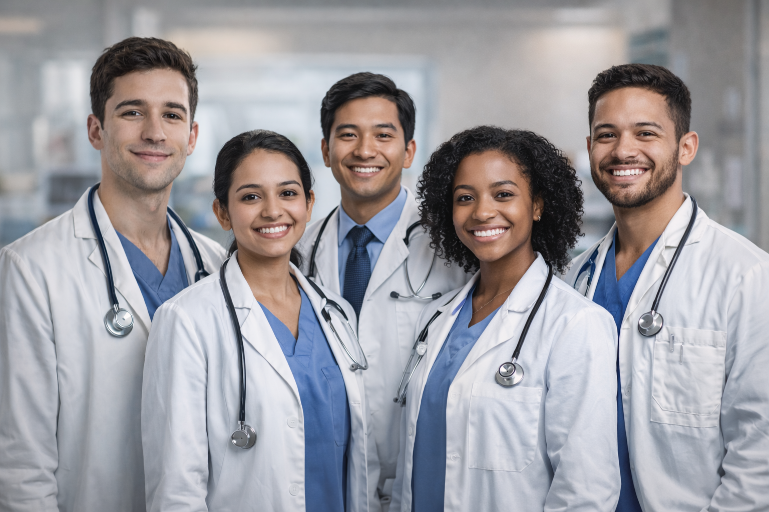 Group of newly matched physicians